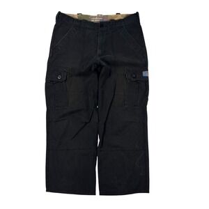 Vintage Wonderwall Cargo Pants Mens Size 33x34 Black Baggy Wide Leg Y2K Skate